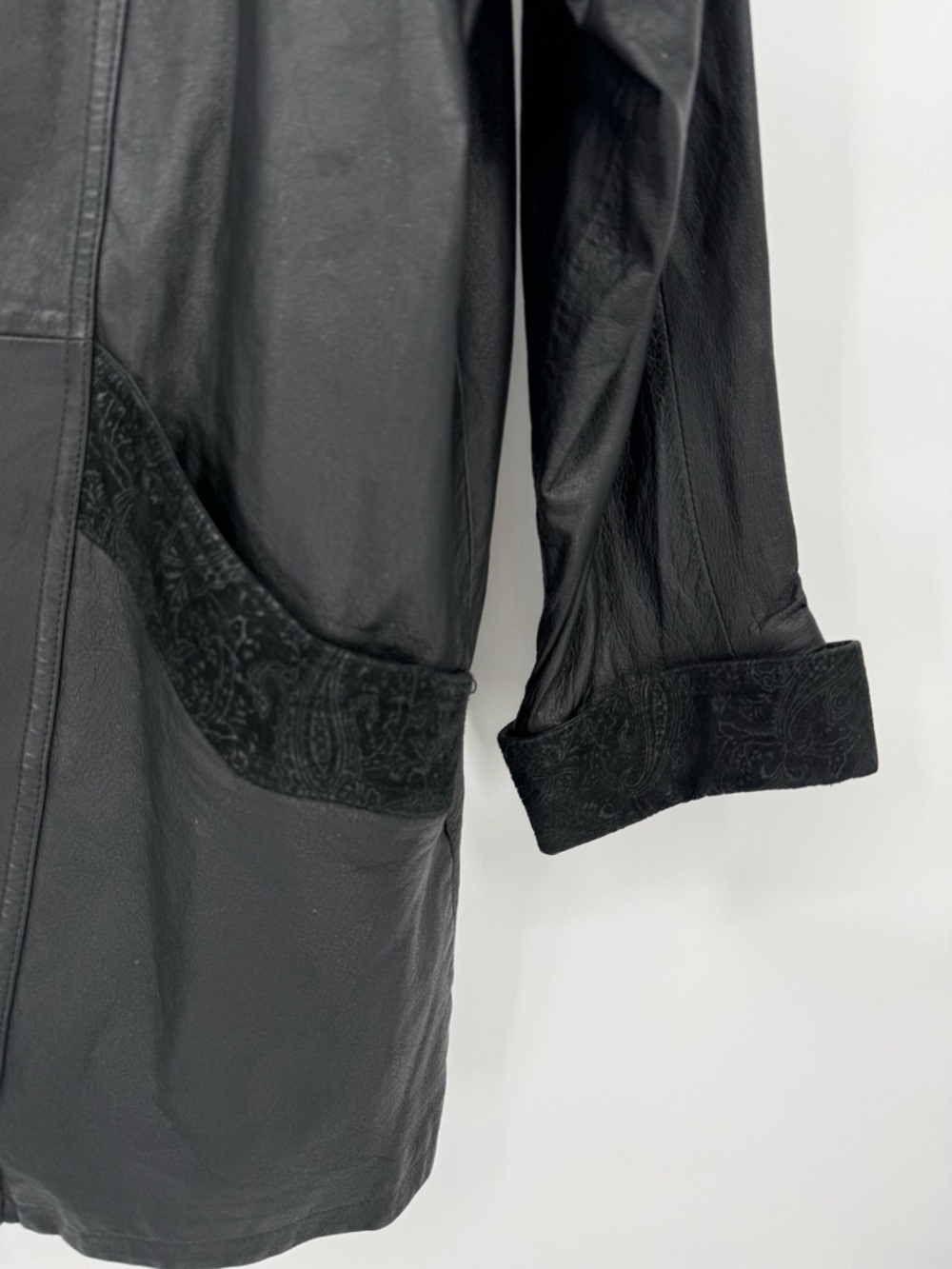 Wilsons Leather Jacket Suede Paisley Zip Liner Coat‎ Goth Steam Punk Industrial - Picture 4 of 15